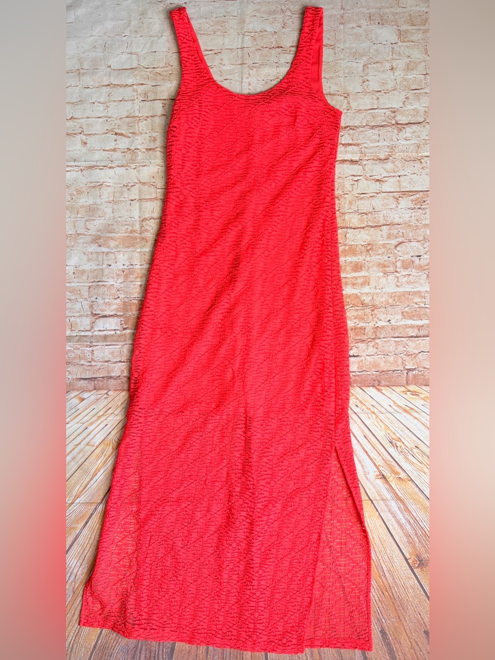 Apt. 9 Neon Pink Scoop Neck Side Slit Maxi Dress